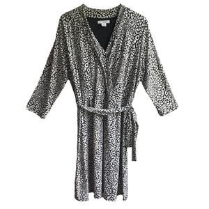 Liz Claiborne Animal Print Wrap Dress Size 1X Jersey 3/4 Sleeves Knee Length